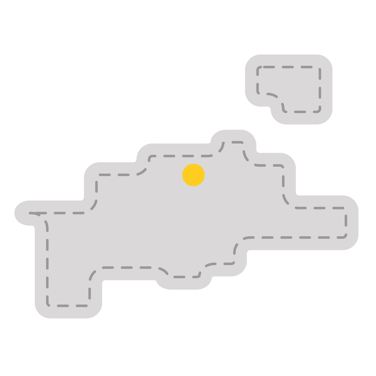 香川県の無料フリーイラスト｜簡易・県庁あり・角丸ステッチ(グレー)