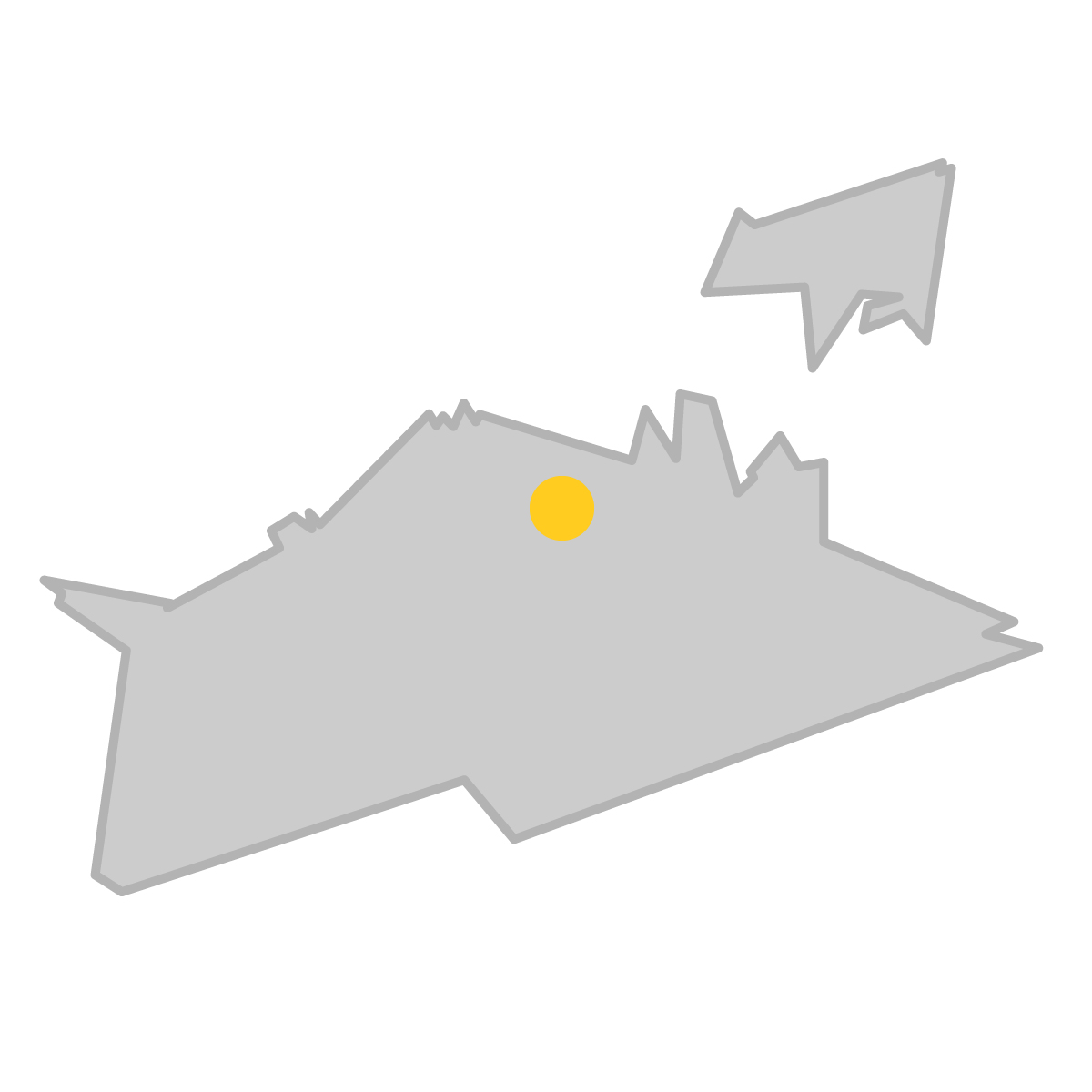 香川県の無料フリーイラスト｜簡易・県庁あり・単純化(グレー)