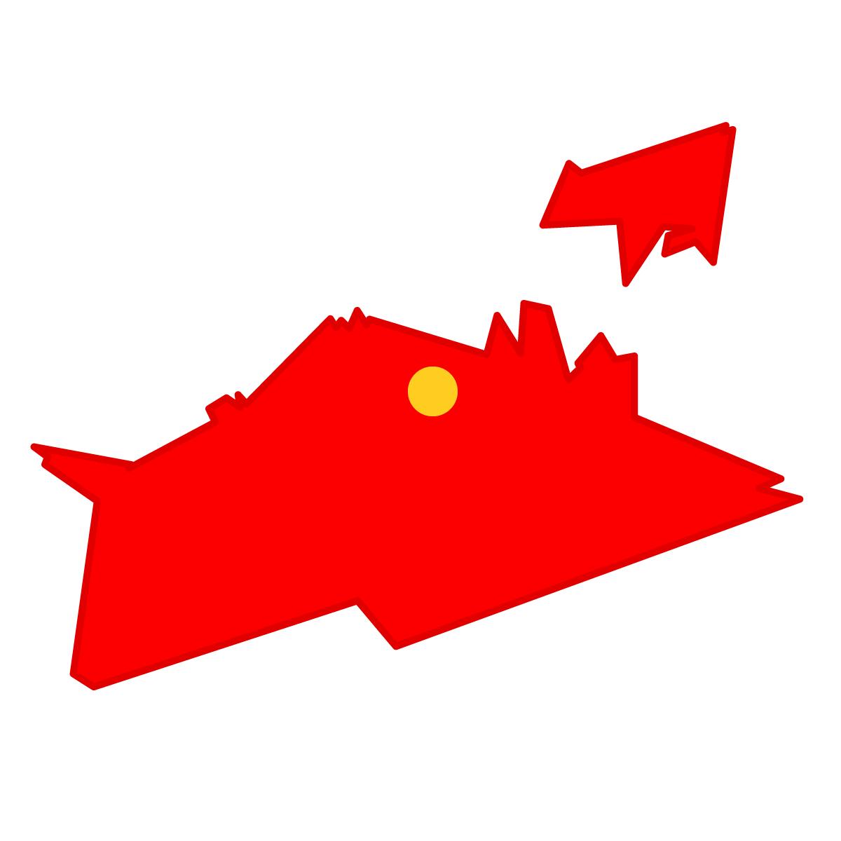 香川県の無料フリーイラスト｜簡易・県庁あり・単純化(赤)