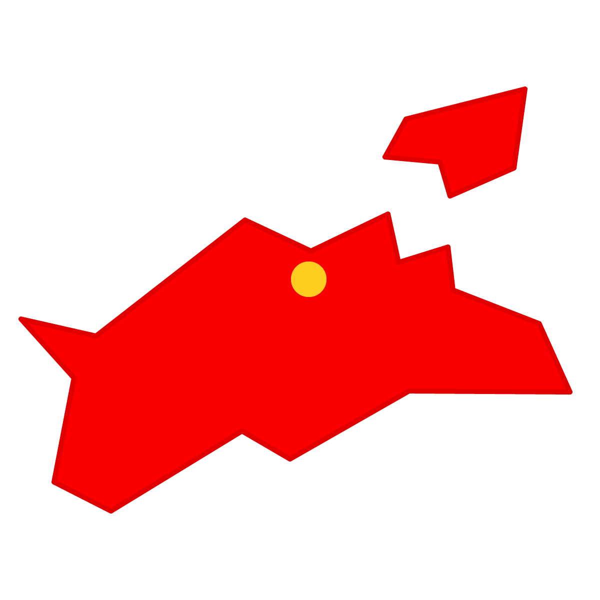 香川県の無料フリーイラスト|簡易・県庁あり・三角(赤)