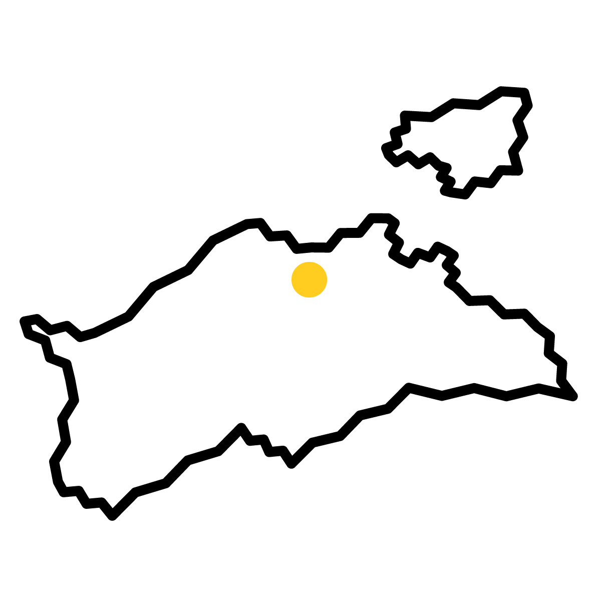 香川県の無料フリーイラスト｜簡易・県庁あり・ジグザグ(黒)