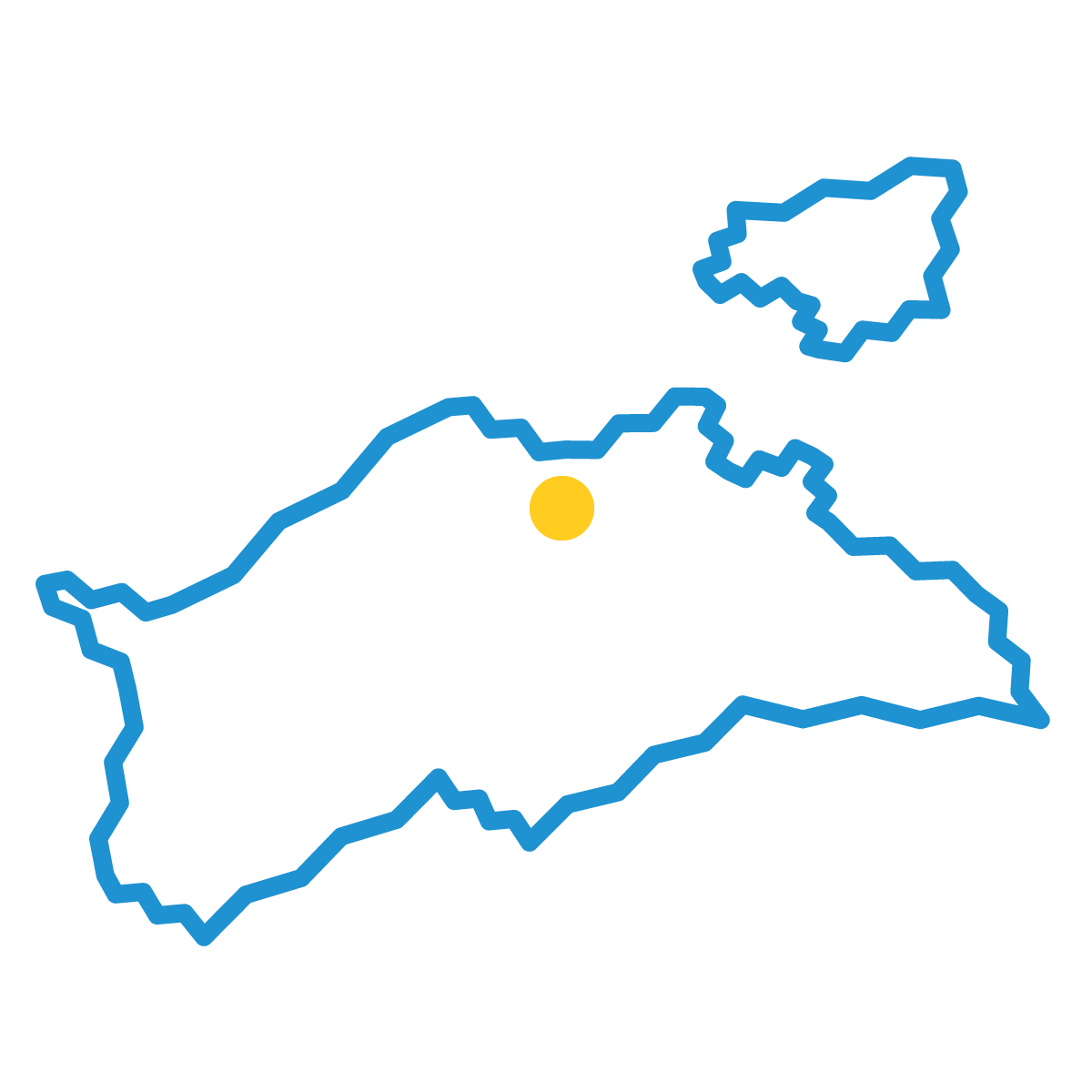 香川県の無料フリーイラスト|簡易・県庁あり・ジグザグ(青)