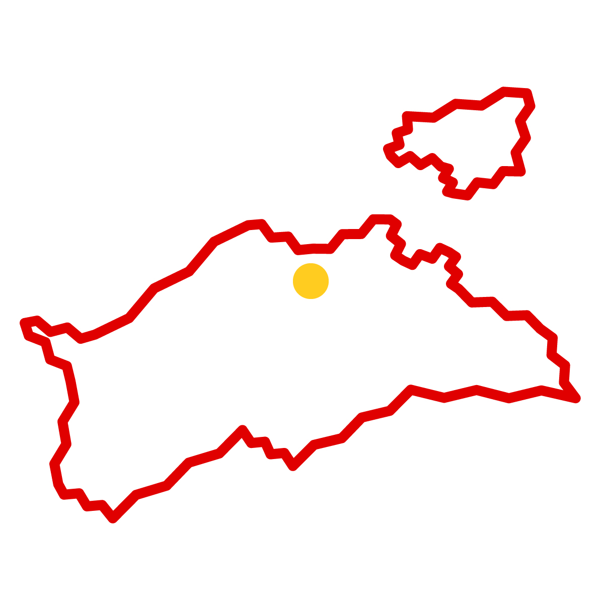 香川県の無料フリーイラスト|簡易・県庁あり・ジグザグ(赤)