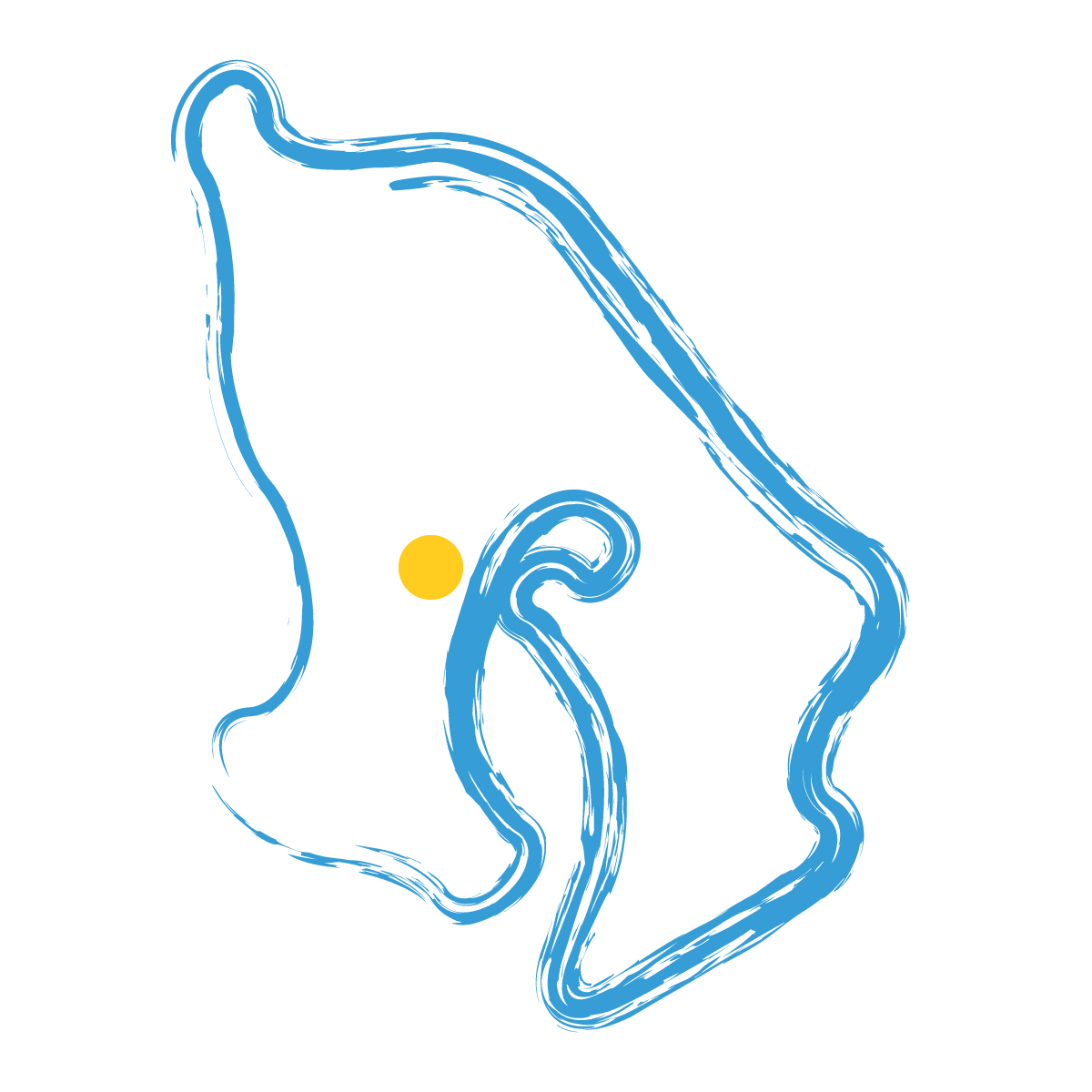 鹿児島県の無料フリーイラスト|簡易・県庁あり・毛筆(青)
