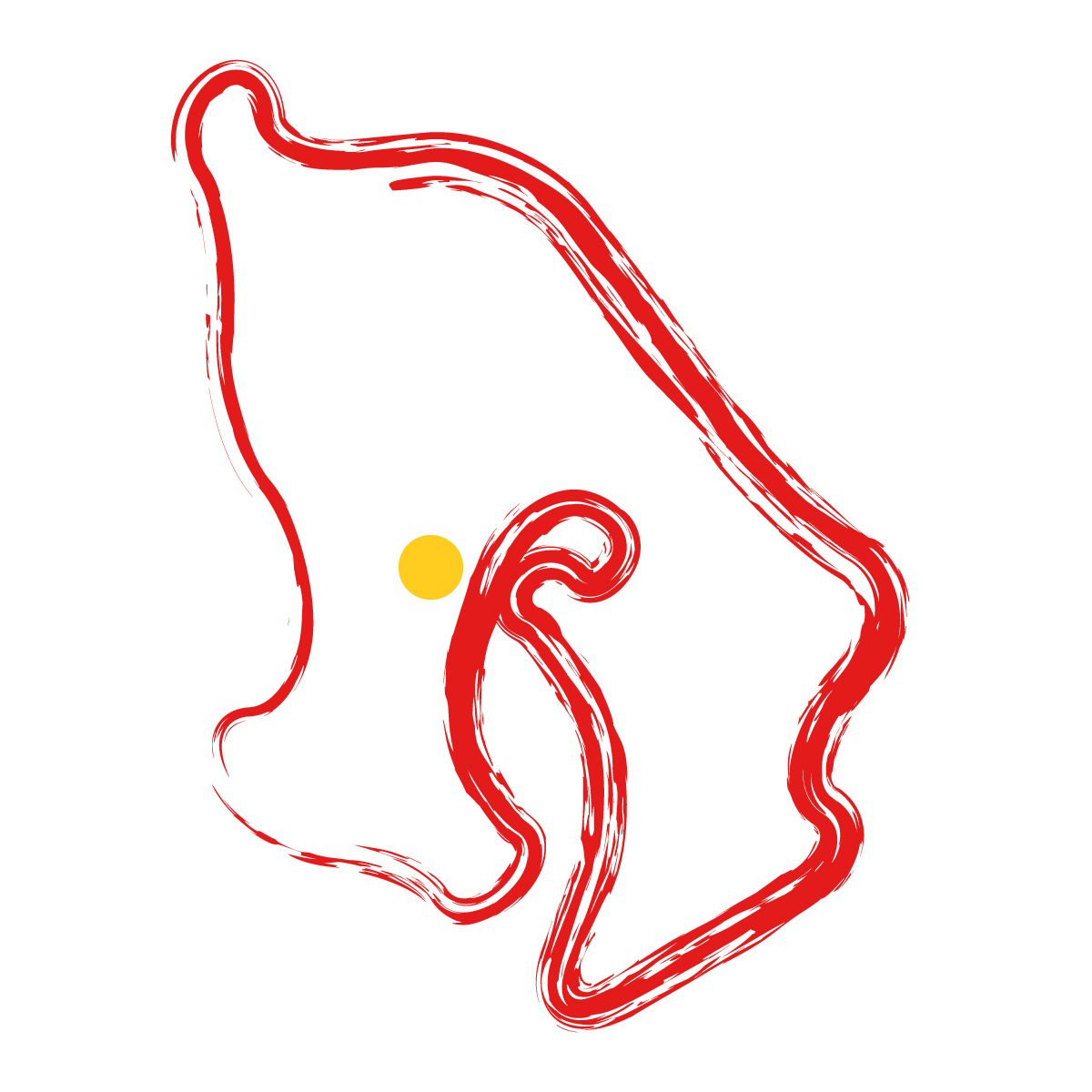 鹿児島県の無料フリーイラスト|簡易・県庁あり・毛筆(赤)