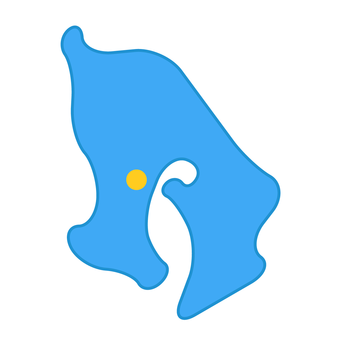 鹿児島県の無料フリーイラスト|簡易・県庁あり・曲線(青)