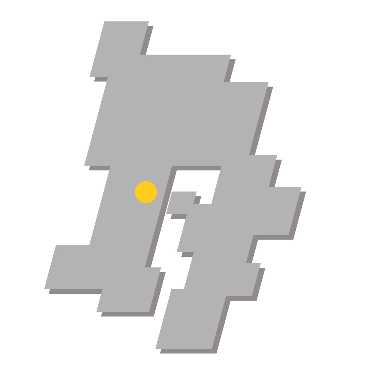 鹿児島県の無料フリーイラスト|簡易・県庁あり・四角斜め(グレー)