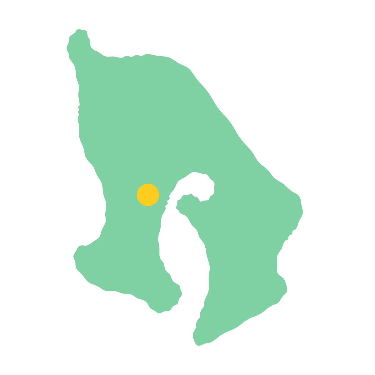 鹿児島県の無料フリーイラスト｜簡易・県庁あり・イラスト風(緑)