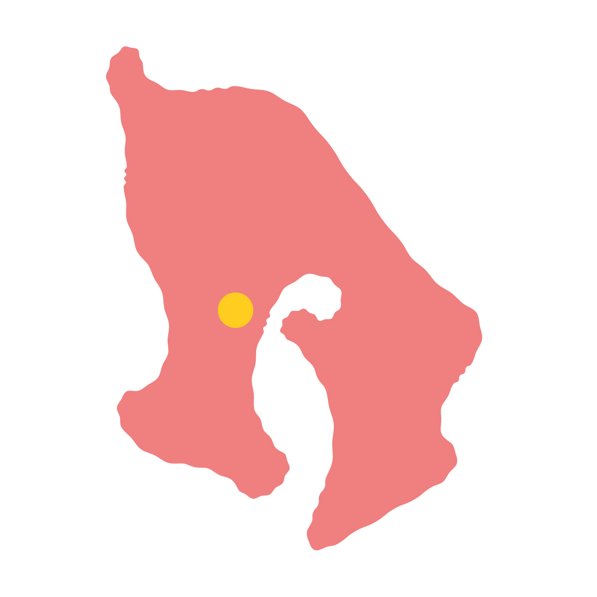 鹿児島県の無料フリーイラスト|簡易・県庁あり・イラスト風(赤)