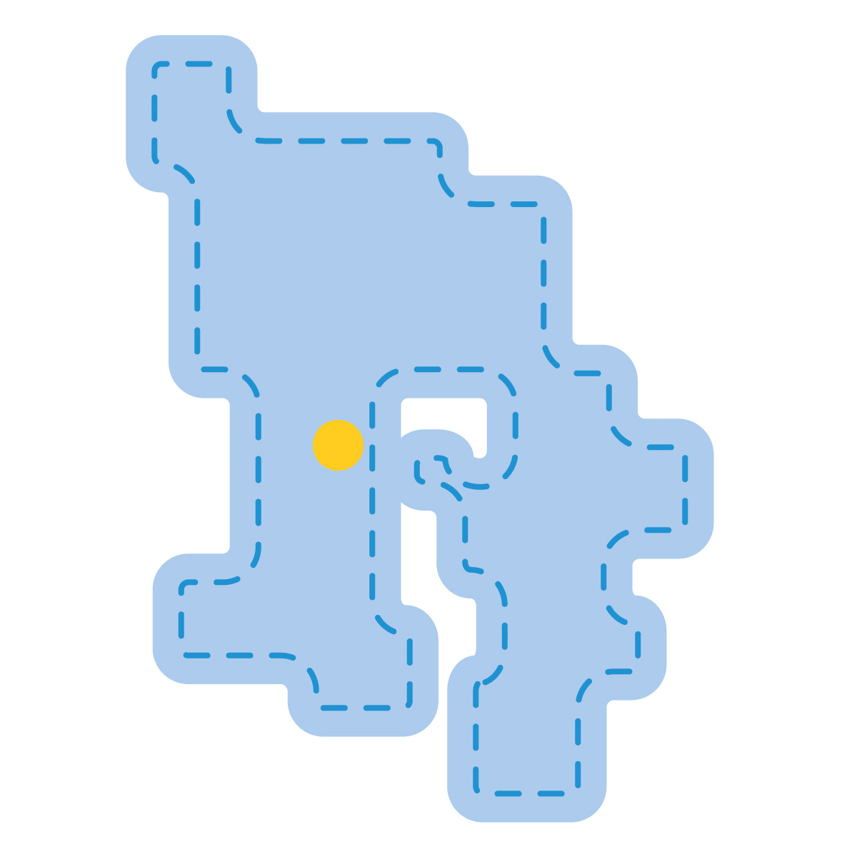 鹿児島県の無料フリーイラスト｜簡易・県庁あり・角丸ステッチ(青)