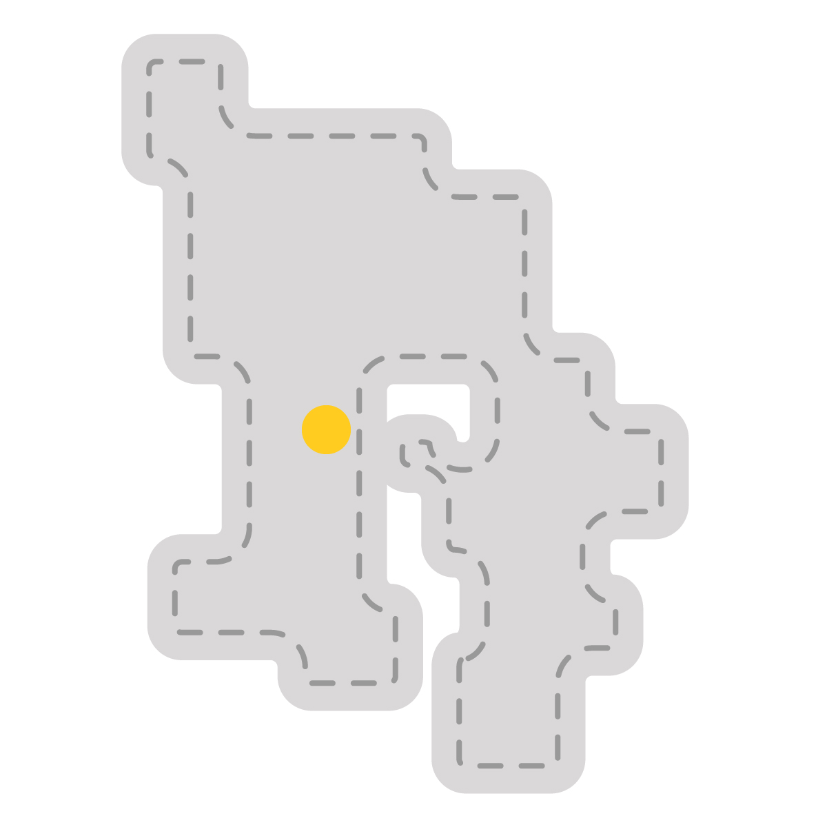 鹿児島県の無料フリーイラスト｜簡易・県庁あり・角丸ステッチ(グレー)