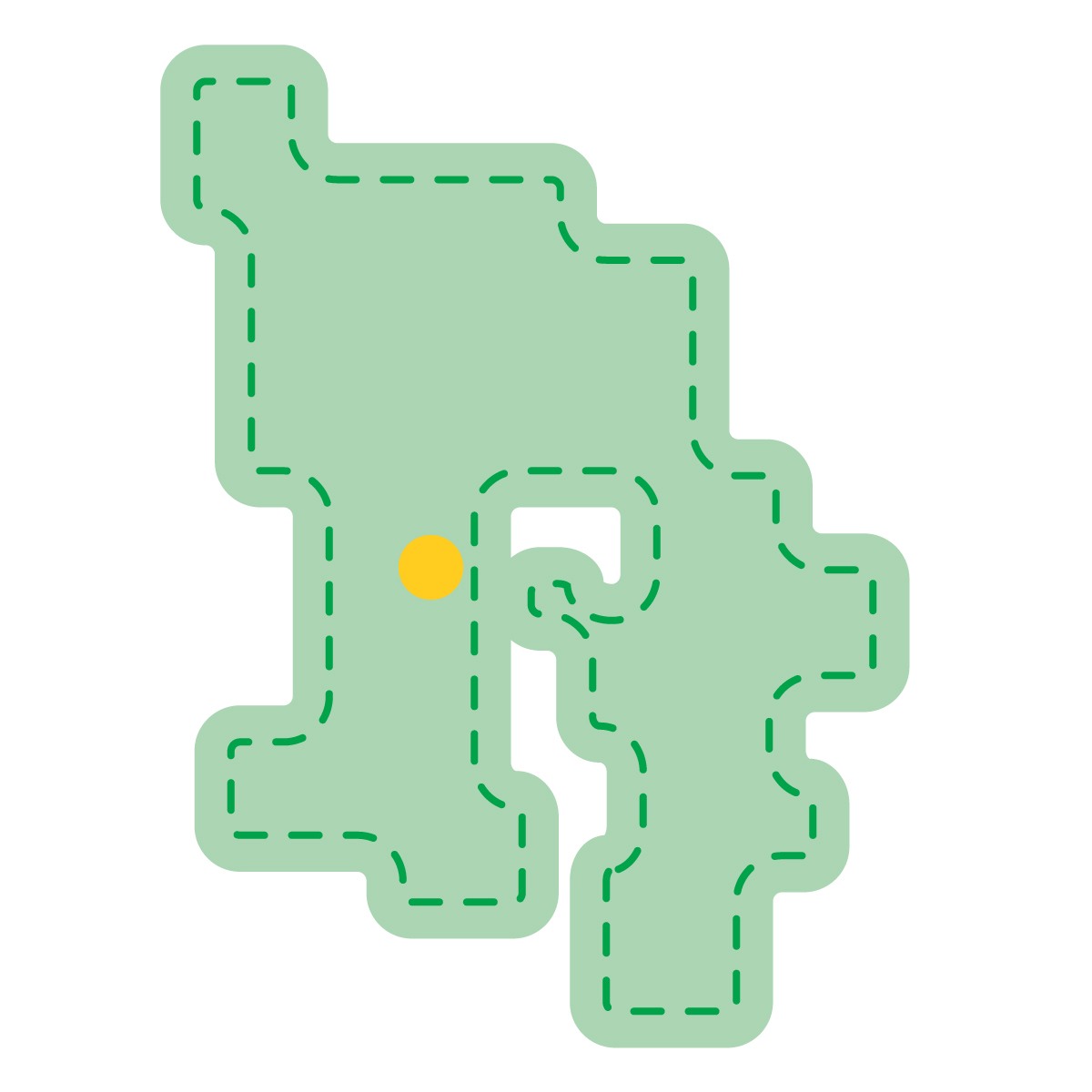 鹿児島県の無料フリーイラスト｜簡易・県庁あり・角丸ステッチ(緑)