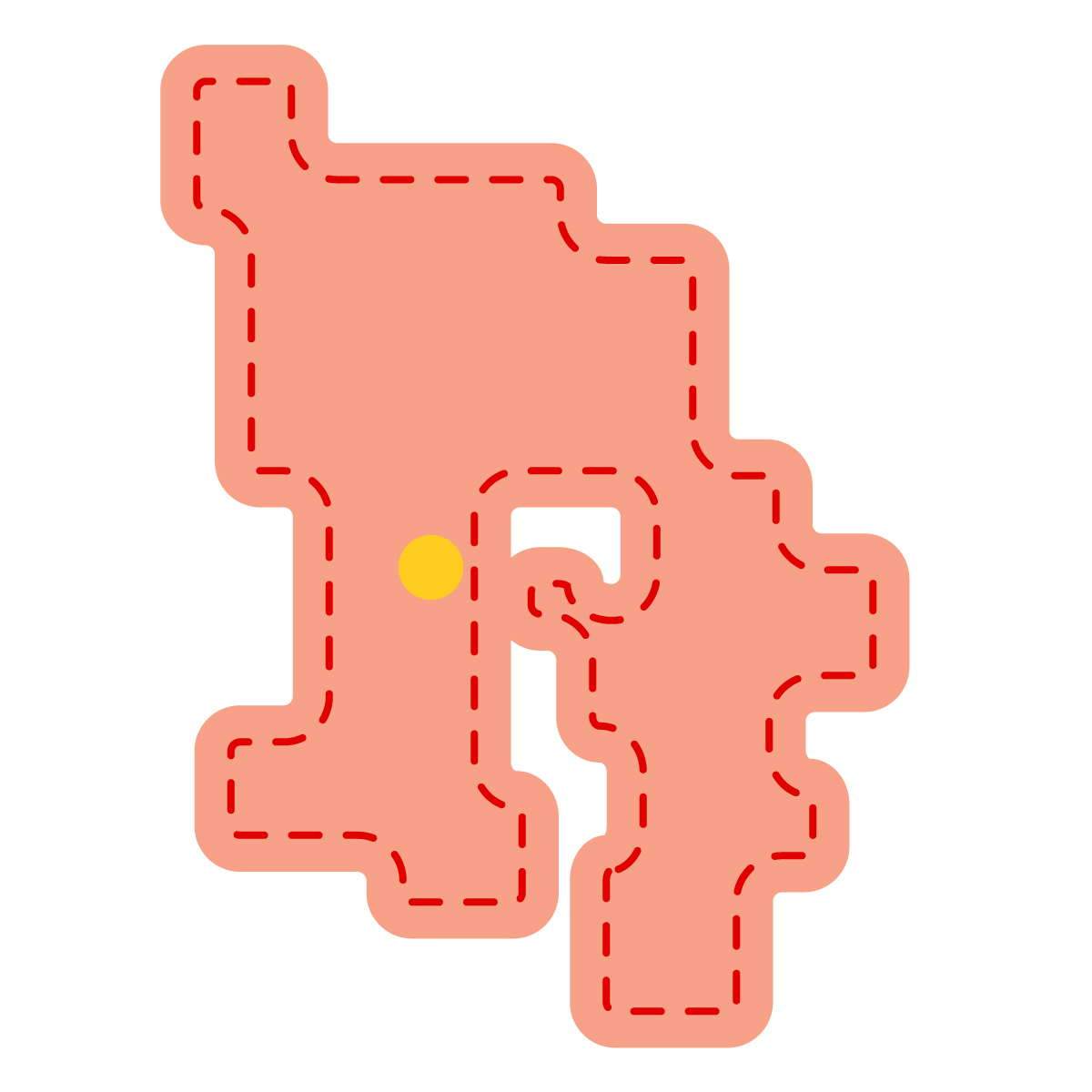 鹿児島県の無料フリーイラスト|簡易・県庁あり・角丸ステッチ(赤)