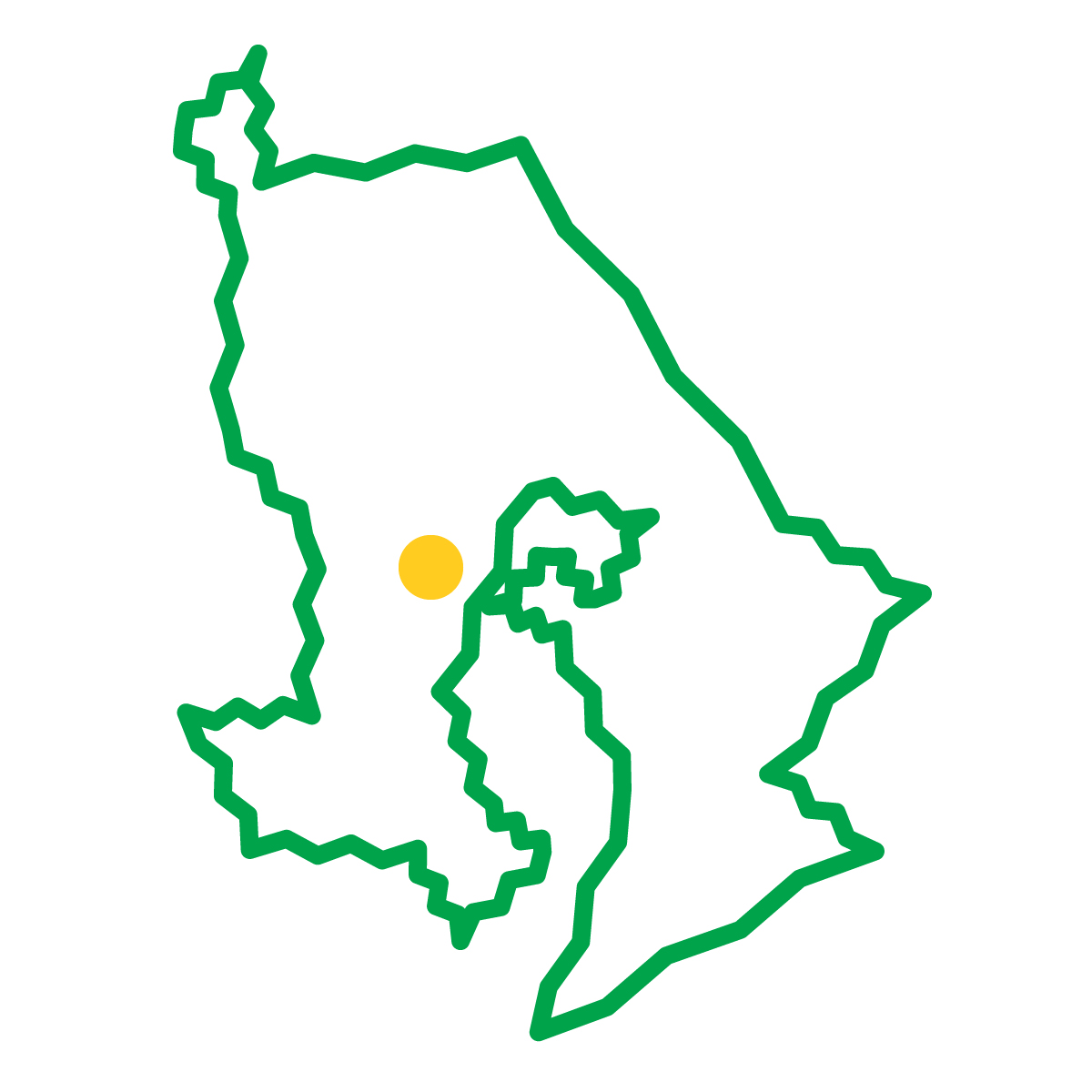 鹿児島県の無料フリーイラスト|簡易・県庁あり・ジグザグ(緑)
