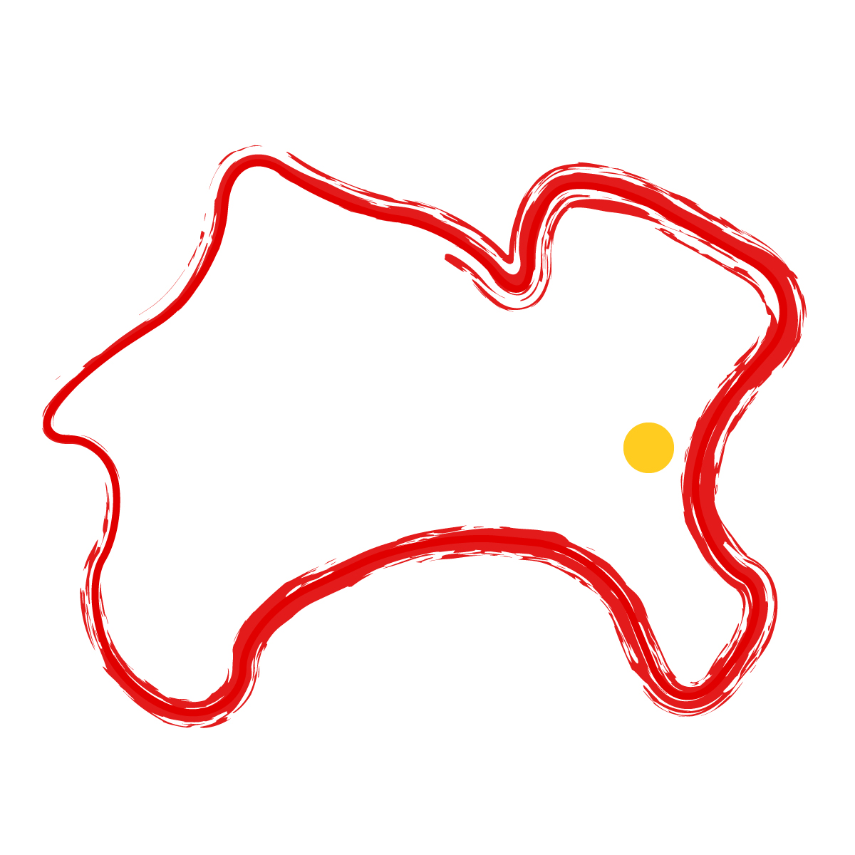 神奈川県の無料フリーイラスト|簡易・県庁あり・毛筆(赤)