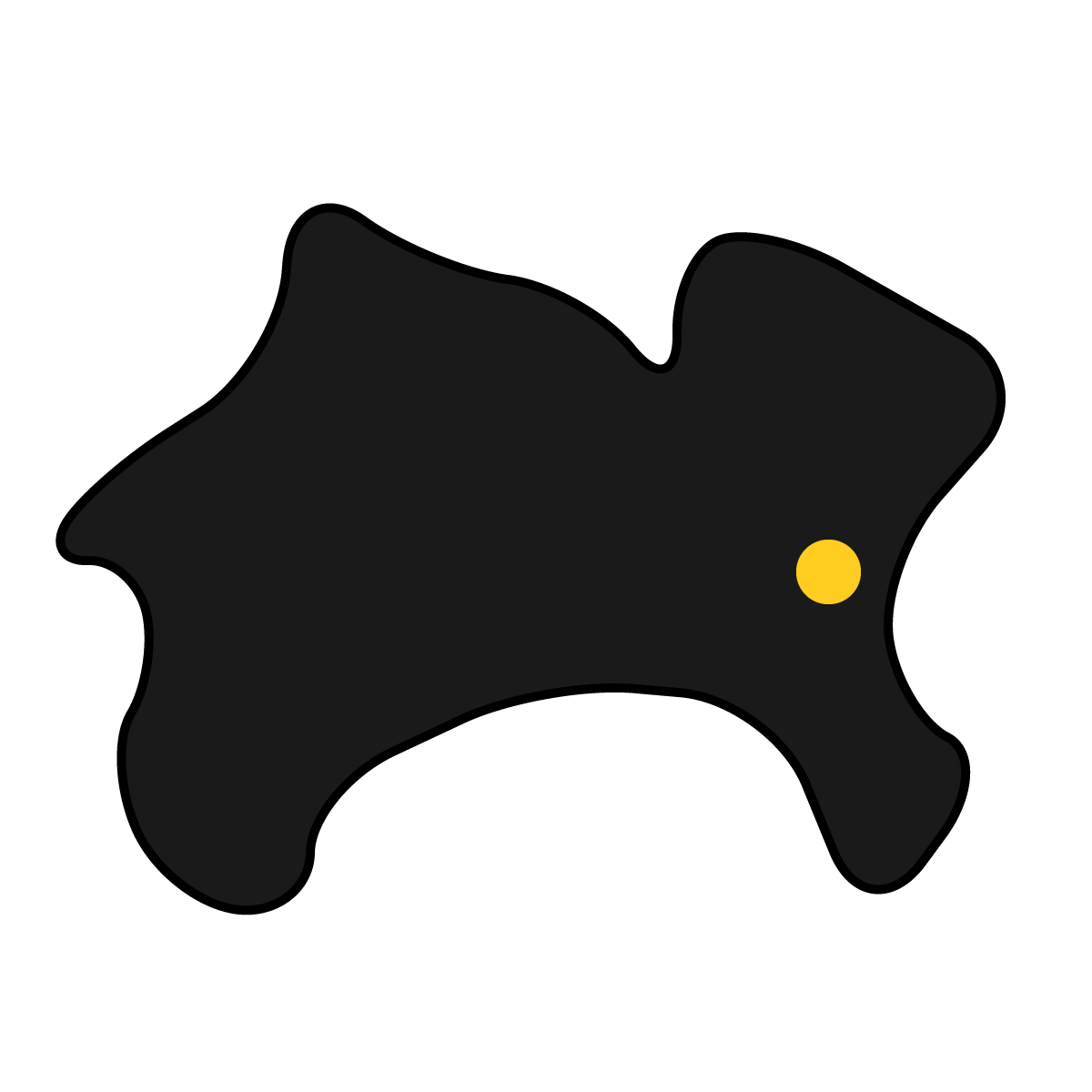 神奈川県の無料フリーイラスト|簡易・県庁あり・曲線(黒)