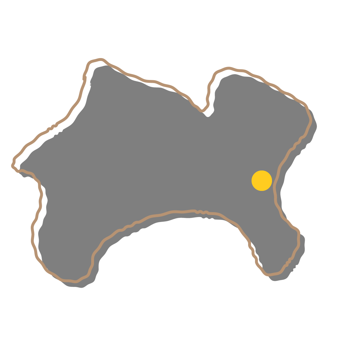 神奈川県の無料フリーイラスト|簡易・県庁あり・イラスト風(黒)