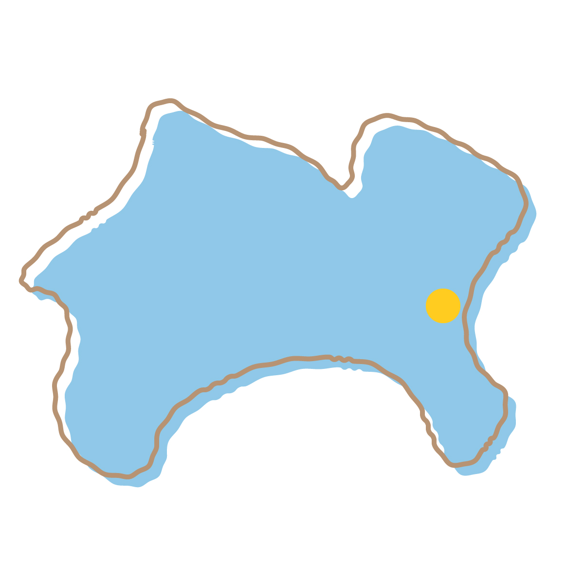 神奈川県の無料フリーイラスト|簡易・県庁あり・イラスト風(青)