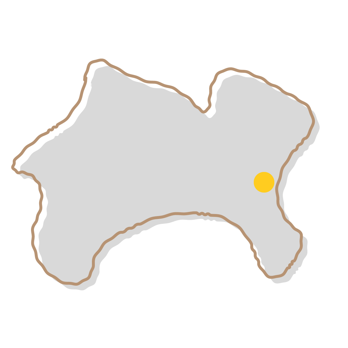 神奈川県の無料フリーイラスト|簡易・県庁あり・イラスト風(グレー)