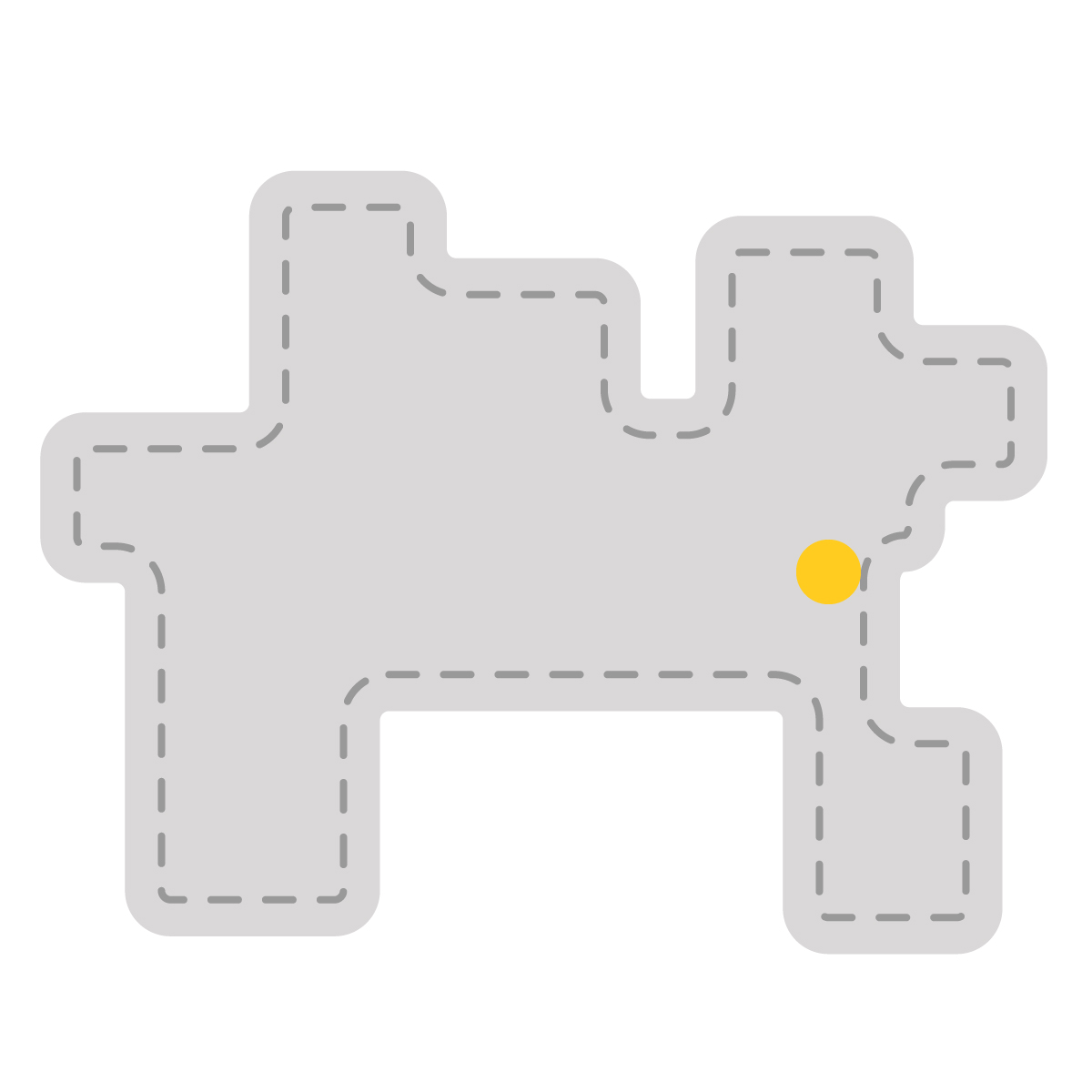 神奈川県の無料フリーイラスト|簡易・県庁あり・角丸ステッチ(グレー)