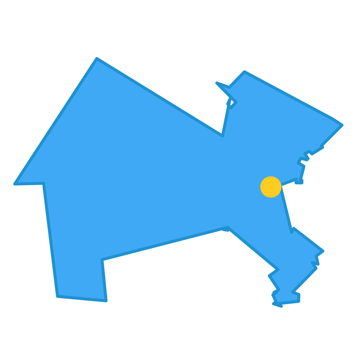 神奈川県の無料フリーイラスト|簡易・県庁あり・単純化(青)