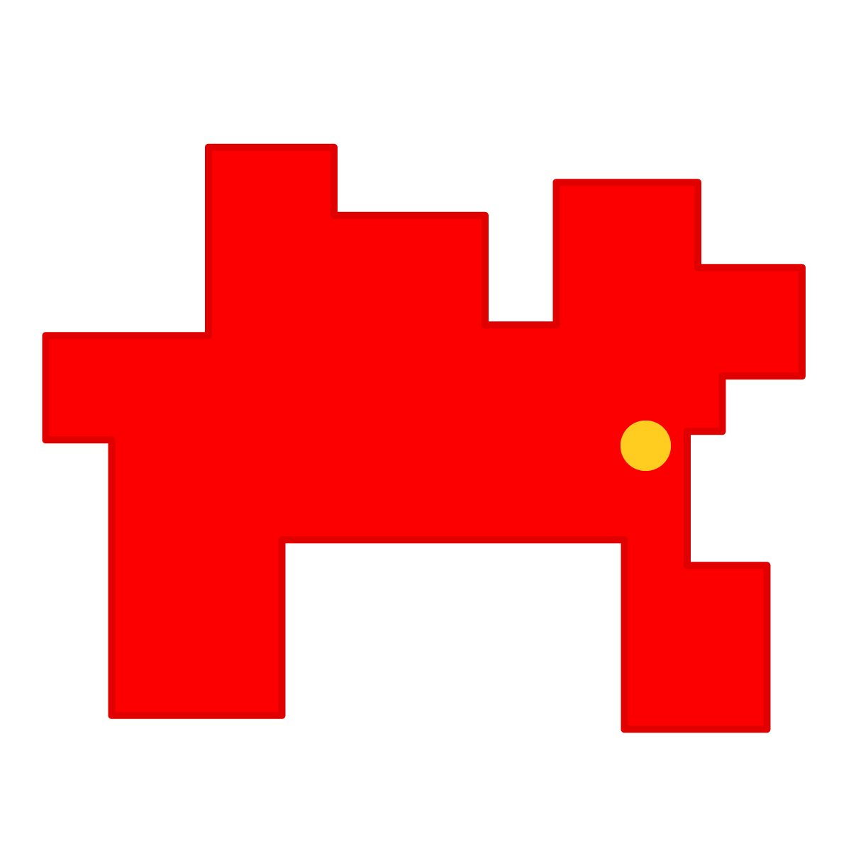 神奈川県の無料フリーイラスト｜簡易・県庁あり・四角(赤)