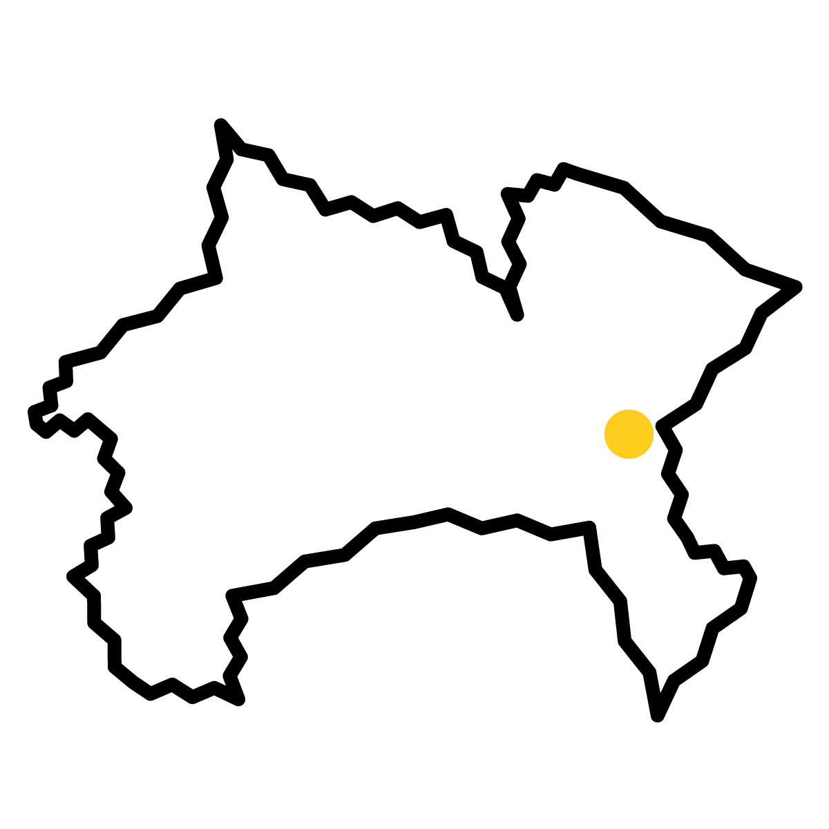 神奈川県の無料フリーイラスト|簡易・県庁あり・ジグザグ(黒)