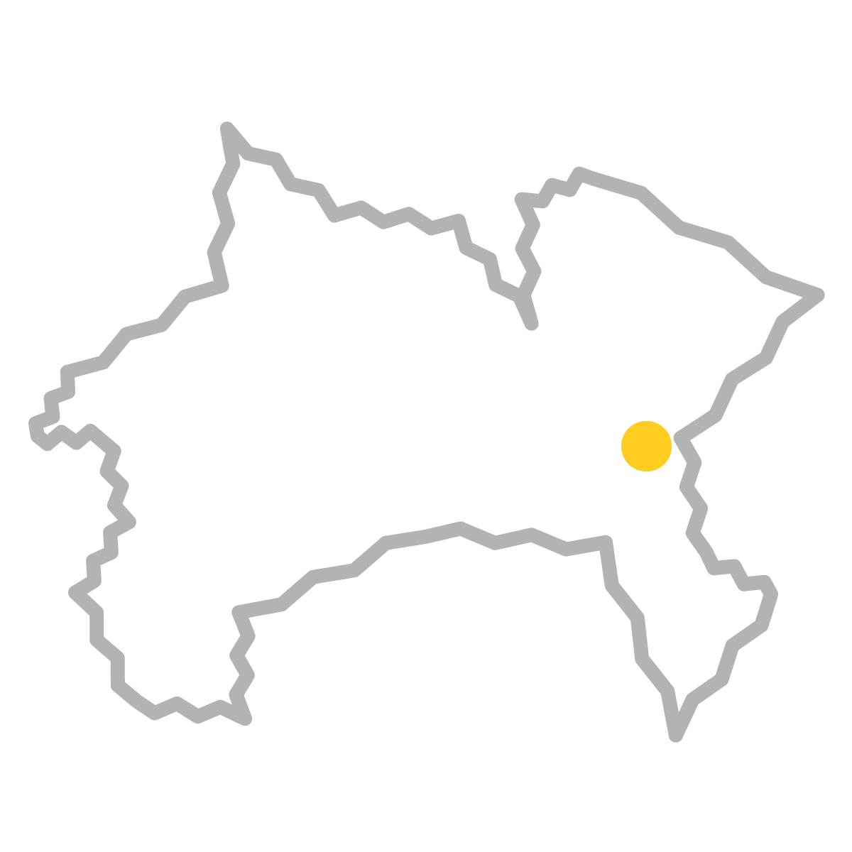 神奈川県の無料フリーイラスト|簡易・県庁あり・ジグザグ(グレー)