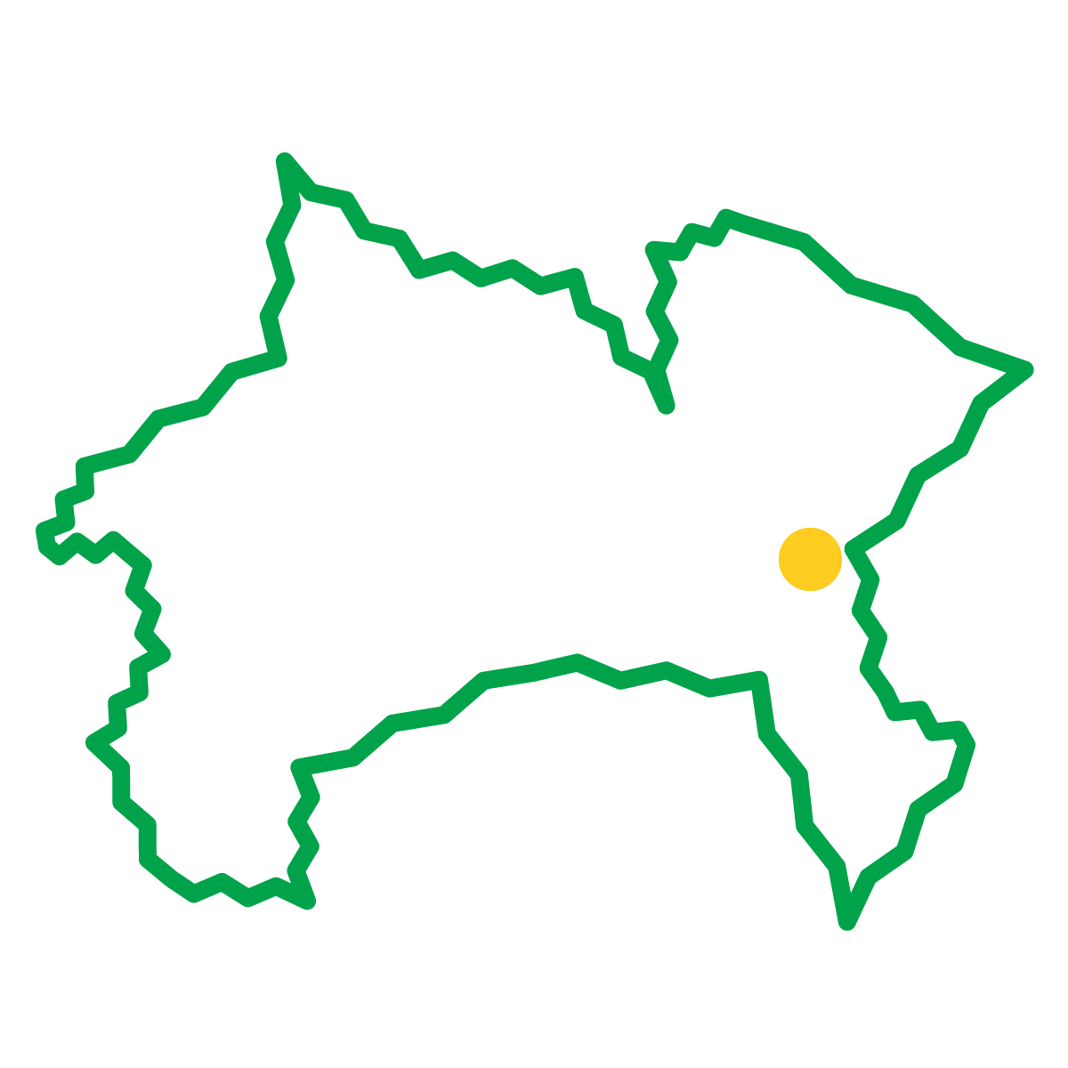 神奈川県の無料フリーイラスト｜簡易・県庁あり・ジグザグ(緑)