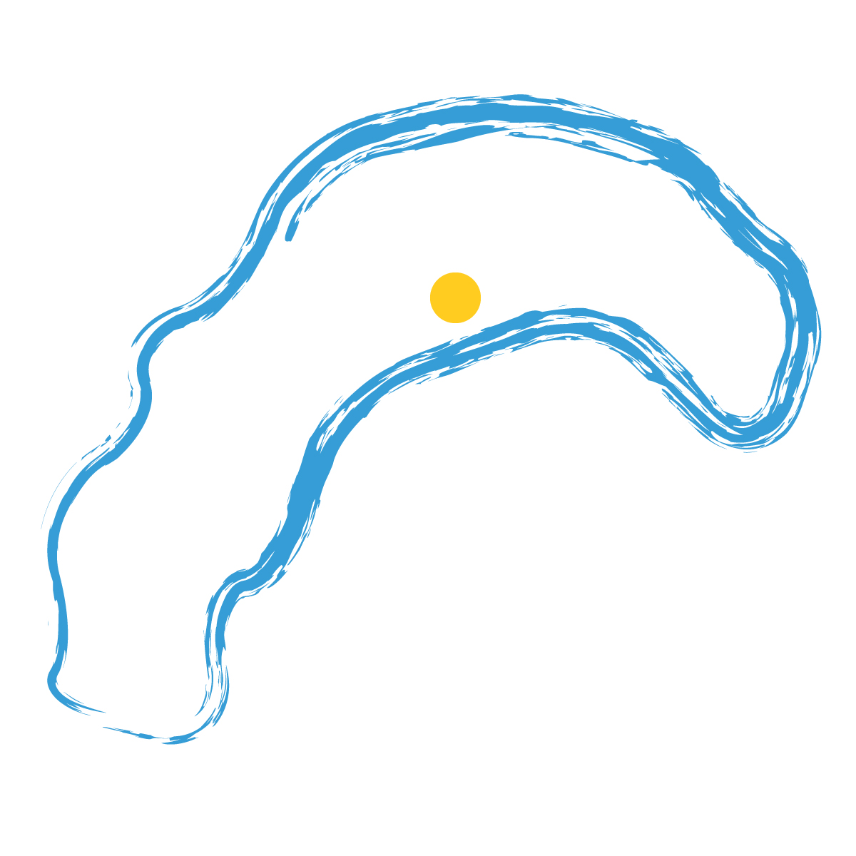 高知県の無料フリーイラスト|簡易・県庁あり・毛筆(青)
