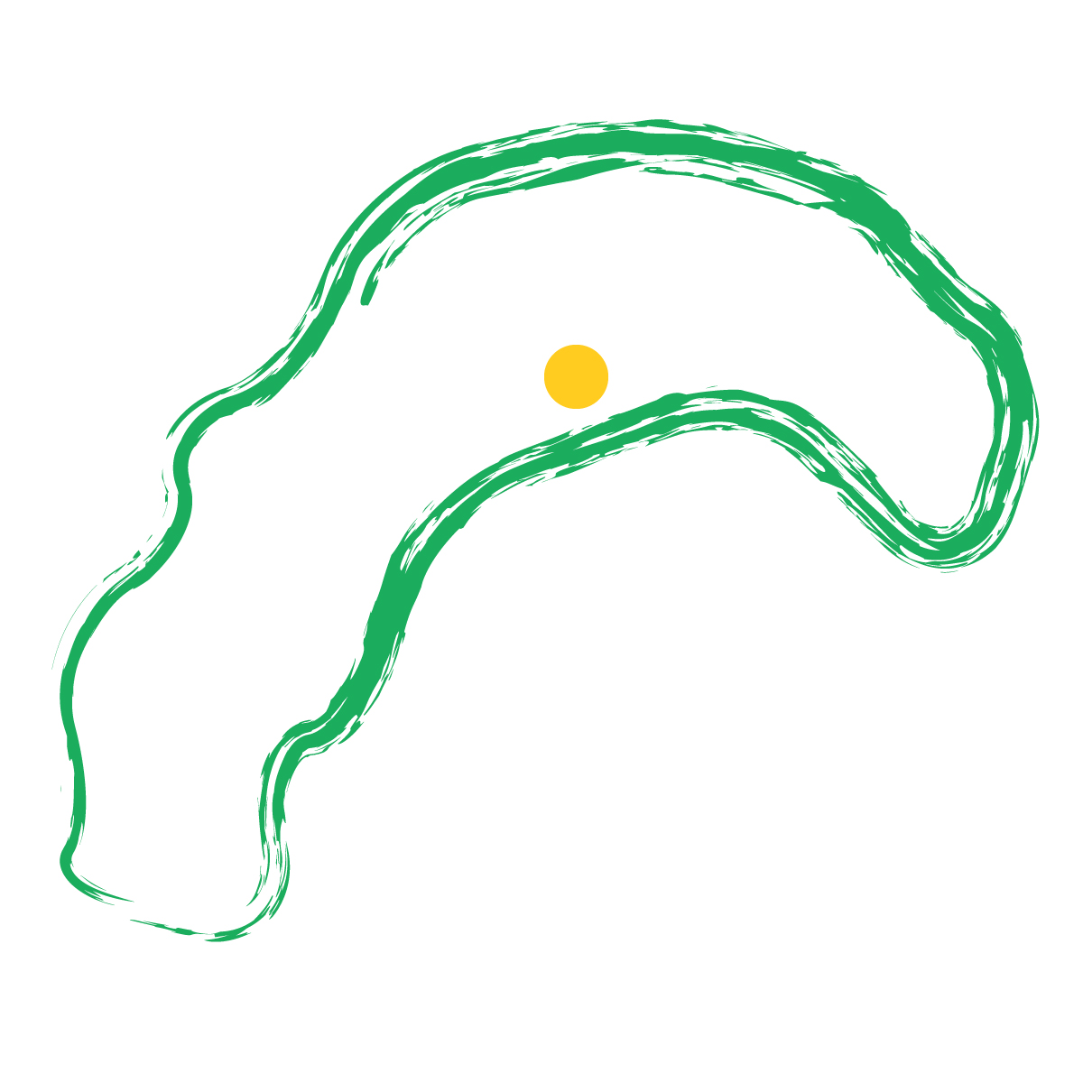 高知県の無料フリーイラスト｜簡易・県庁あり・毛筆(緑)