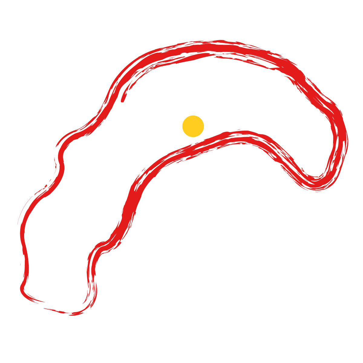 高知県の無料フリーイラスト｜簡易・県庁あり・毛筆(赤)