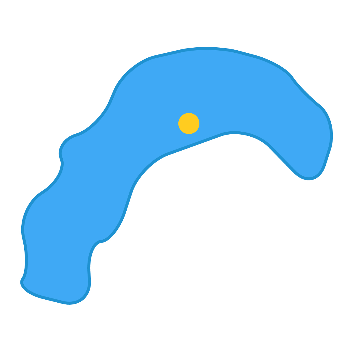高知県の無料フリーイラスト｜簡易・県庁あり・曲線(青)