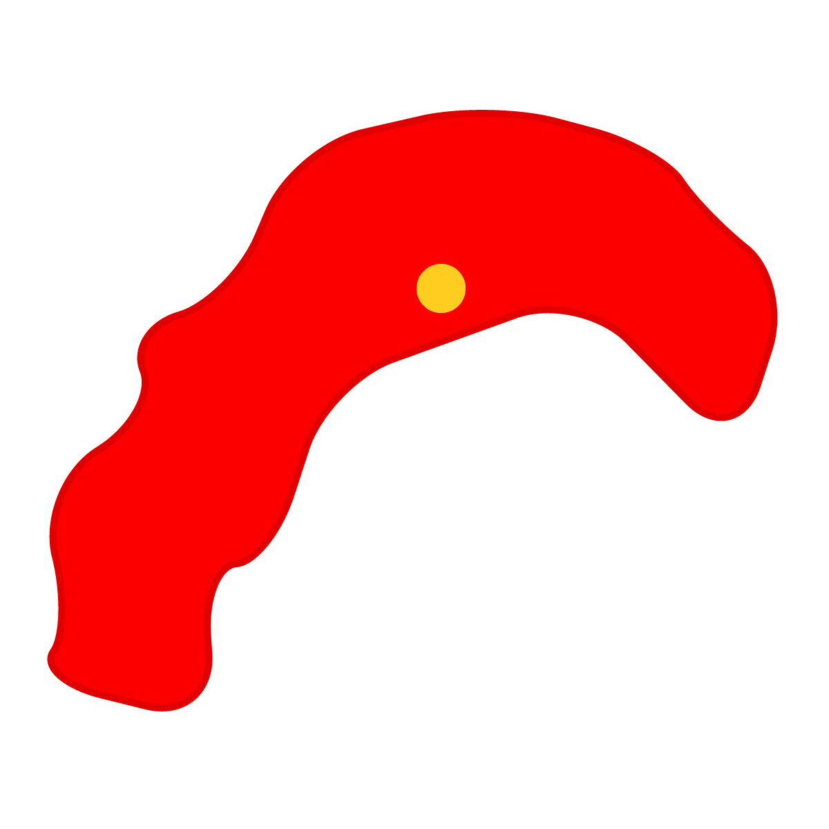 高知県の無料フリーイラスト｜簡易・県庁あり・曲線(赤)