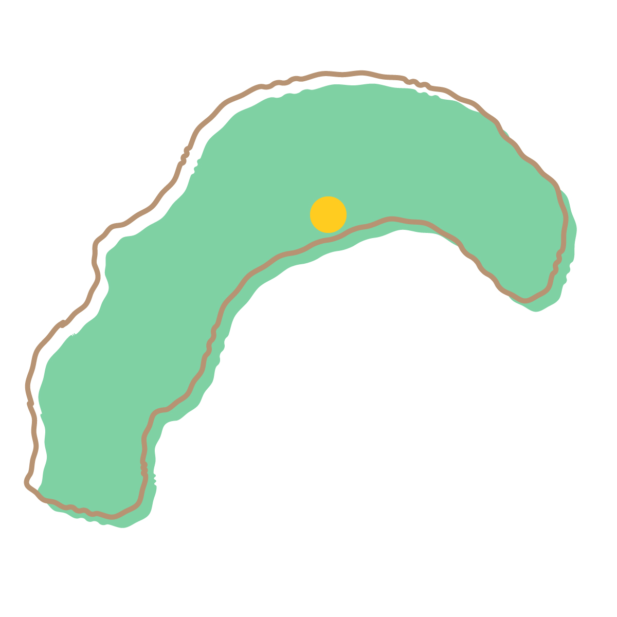 高知県の無料フリーイラスト｜簡易・県庁あり・イラスト風(緑)