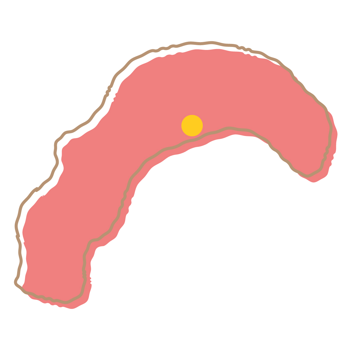 高知県の無料フリーイラスト｜簡易・県庁あり・イラスト風(赤)