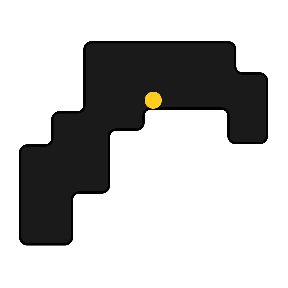 高知県の無料フリーイラスト|簡易・県庁あり・角丸(黒)