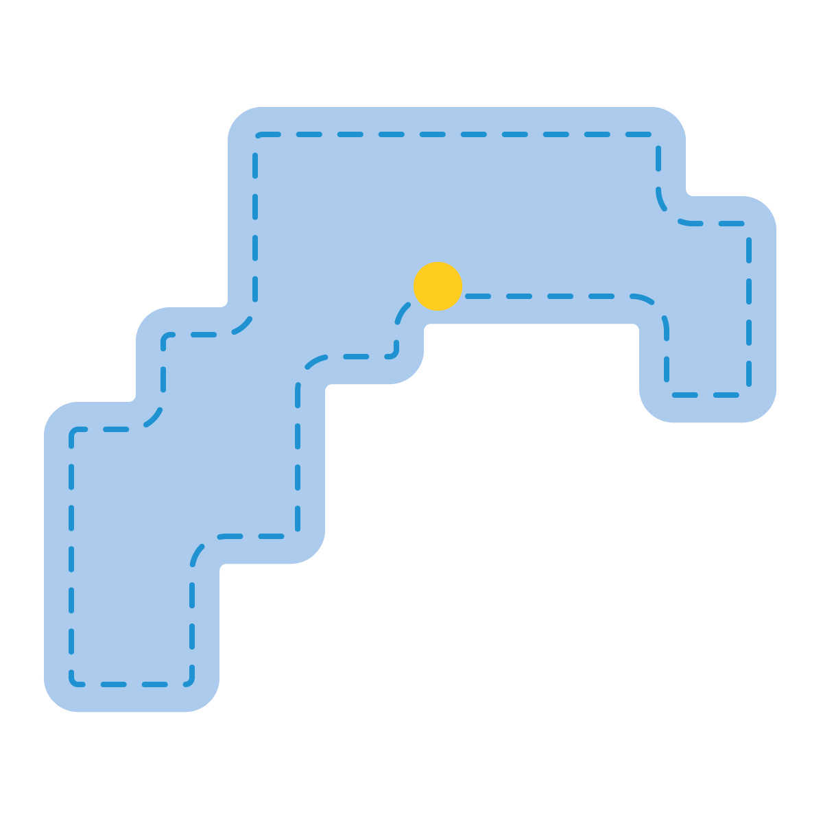 高知県の無料フリーイラスト|簡易・県庁あり・角丸ステッチ(青)
