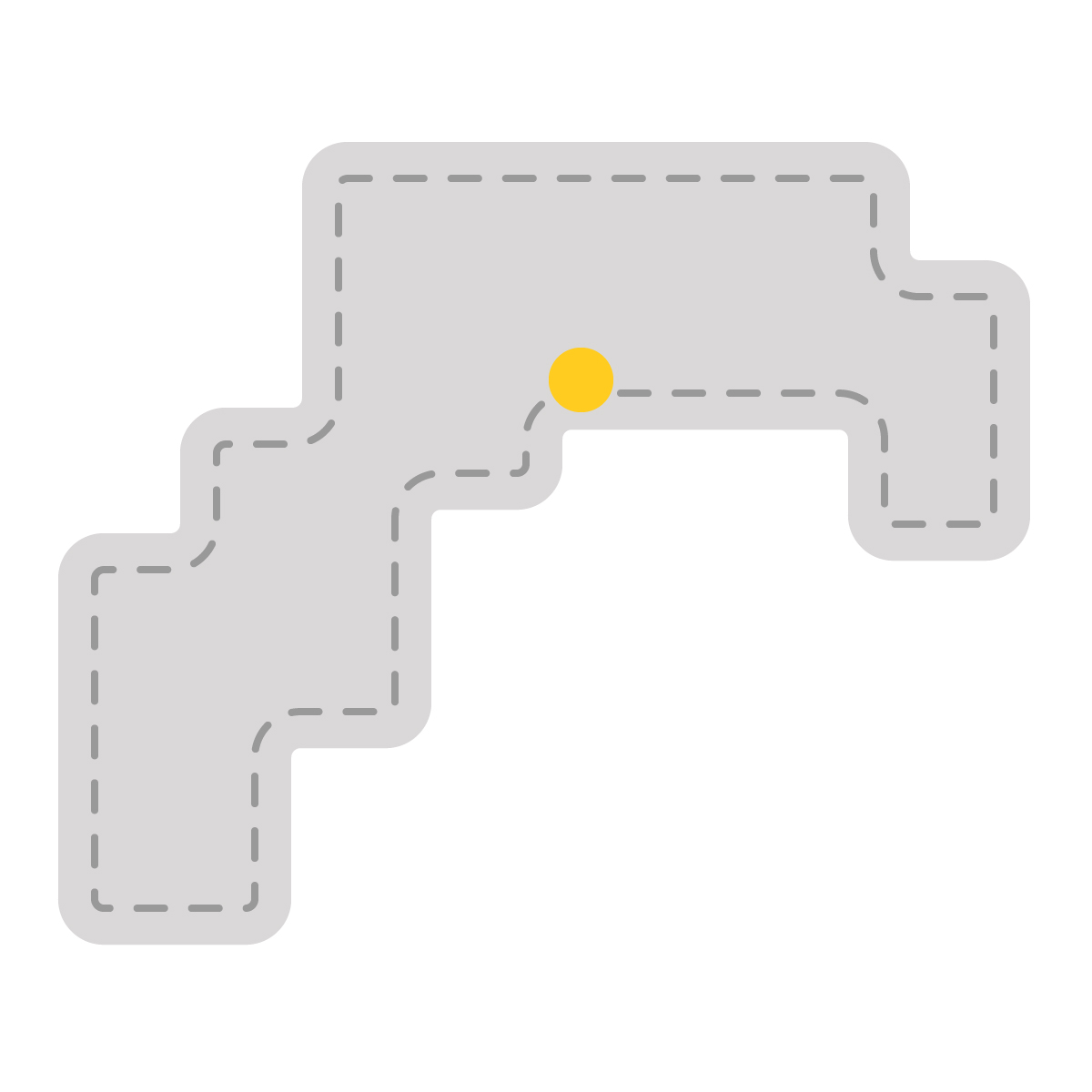 高知県の無料フリーイラスト｜簡易・県庁あり・角丸ステッチ(グレー)