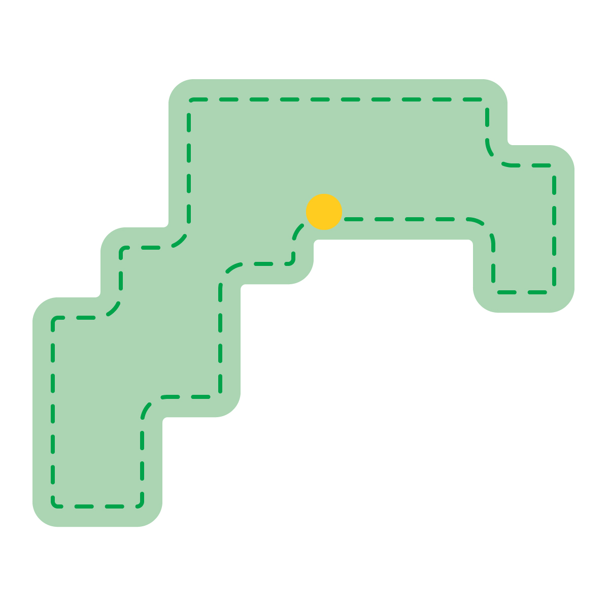 高知県の無料フリーイラスト｜簡易・県庁あり・角丸ステッチ(緑)