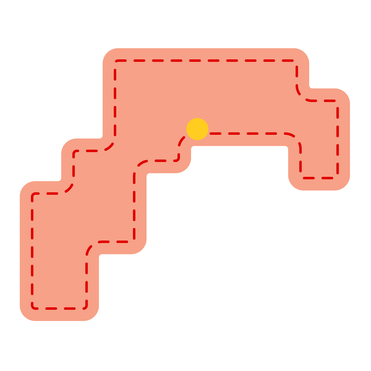 高知県の無料フリーイラスト｜簡易・県庁あり・角丸ステッチ(赤)