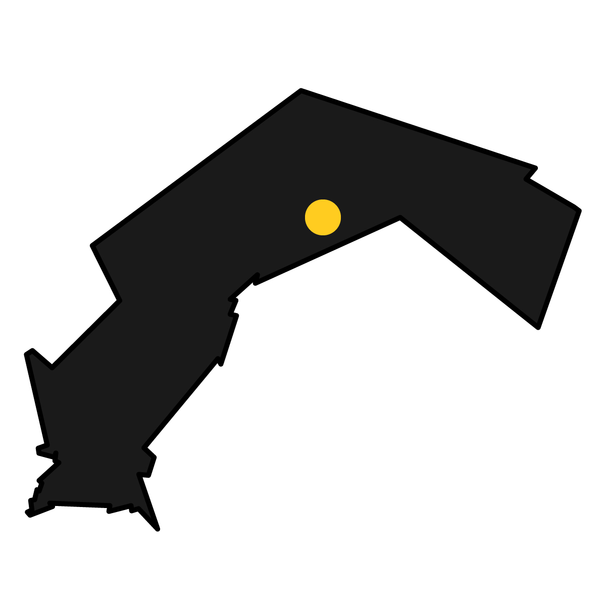 高知県の無料フリーイラスト｜簡易・県庁あり・単純化(黒)