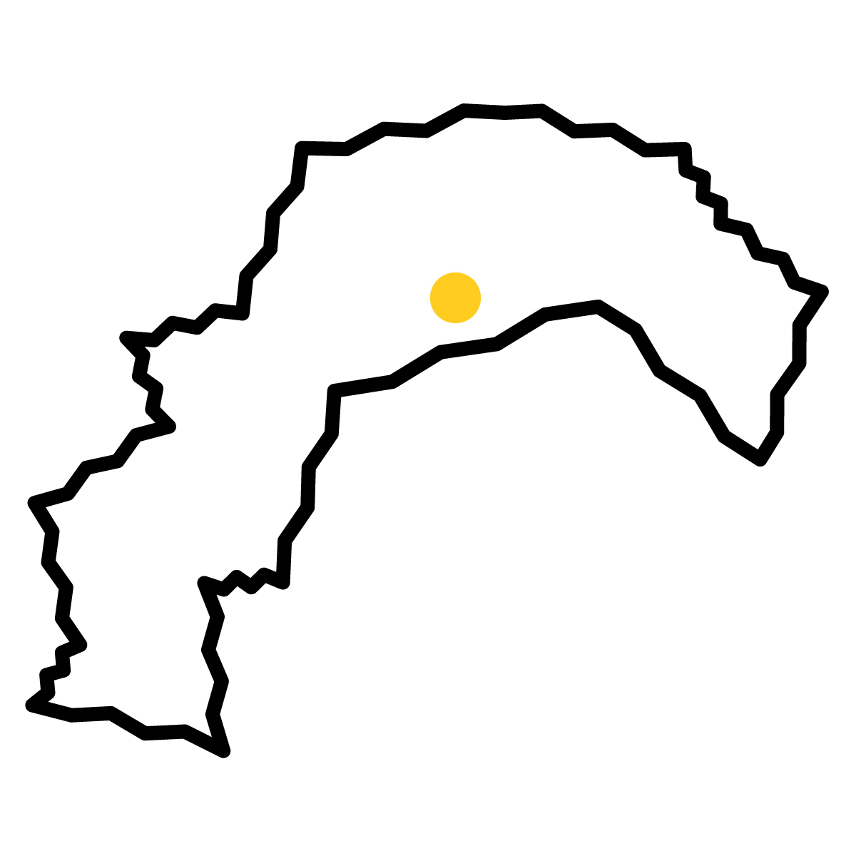 高知県の無料フリーイラスト|簡易・県庁あり・ジグザグ(黒)