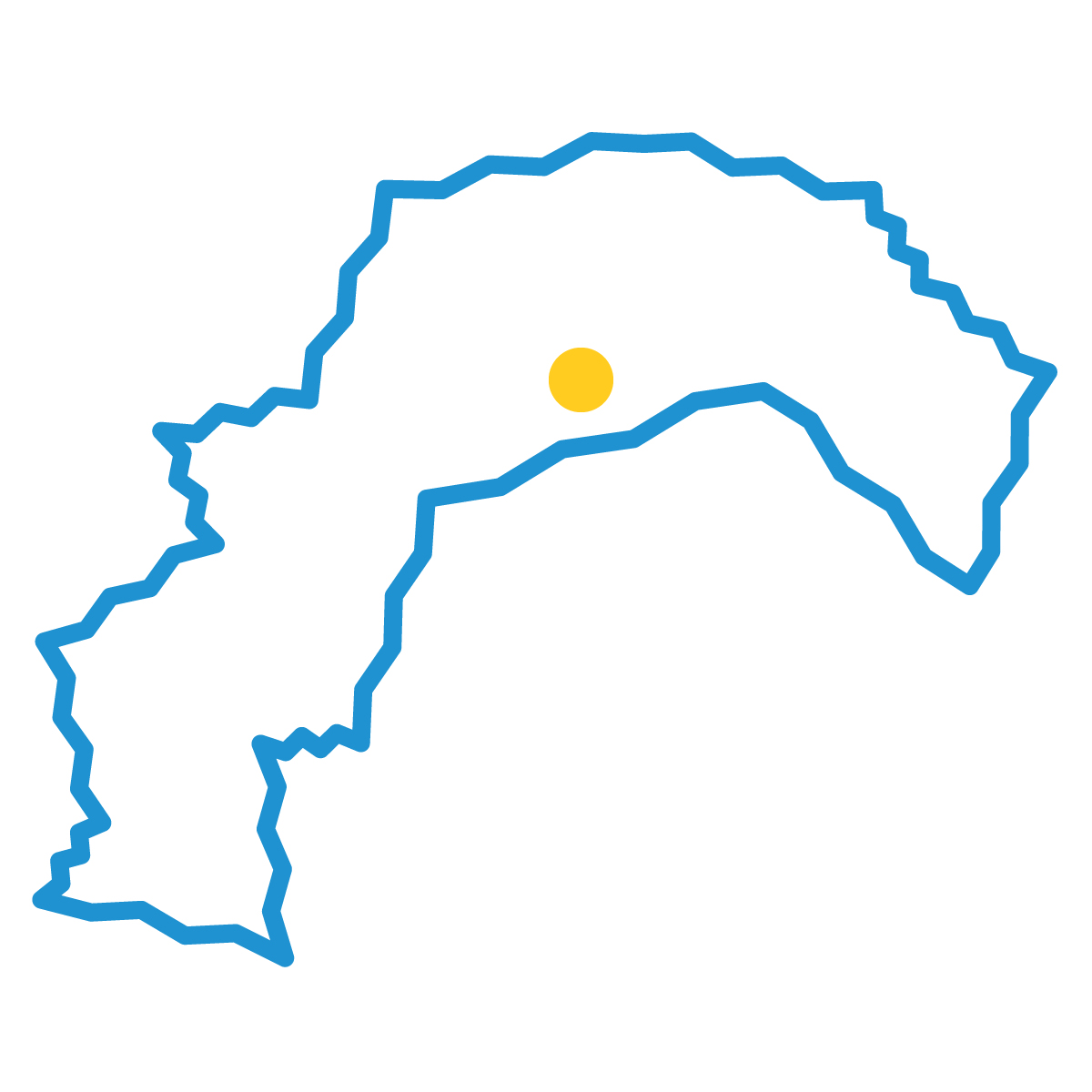 高知県の無料フリーイラスト｜簡易・県庁あり・ジグザグ(青)