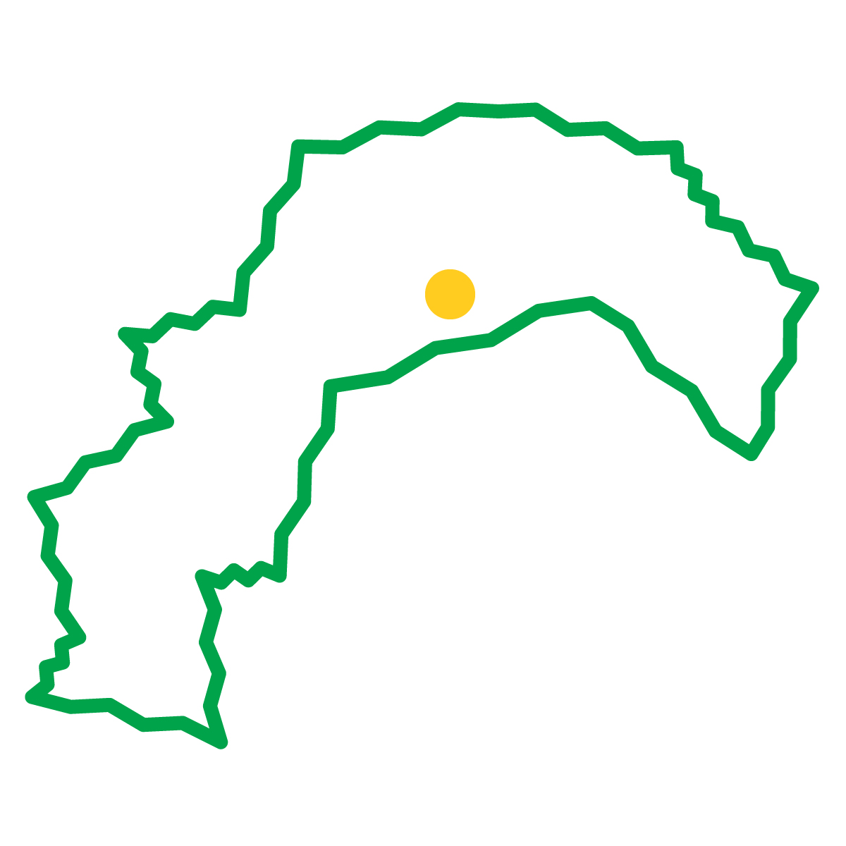 高知県の無料フリーイラスト|簡易・県庁あり・ジグザグ(緑)