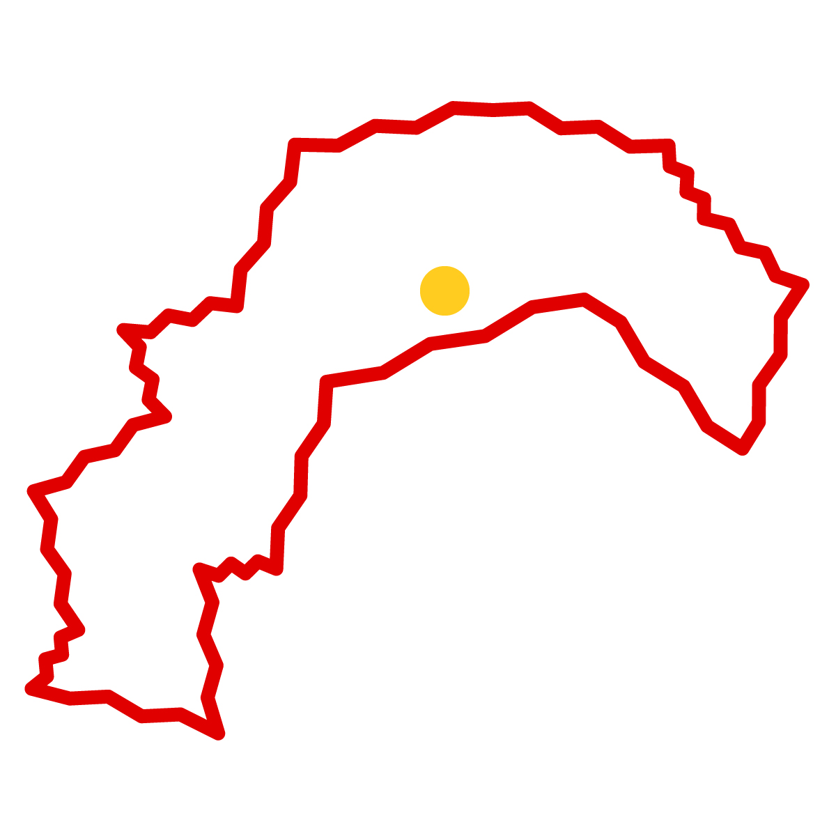高知県の無料フリーイラスト｜簡易・県庁あり・ジグザグ(赤)
