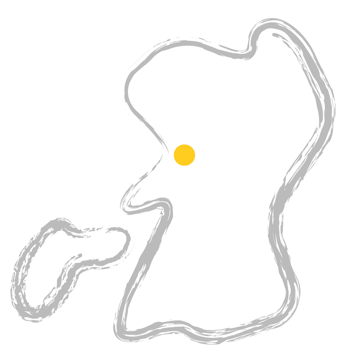 熊本県の無料フリーイラスト｜簡易・県庁あり・毛筆(グレー)