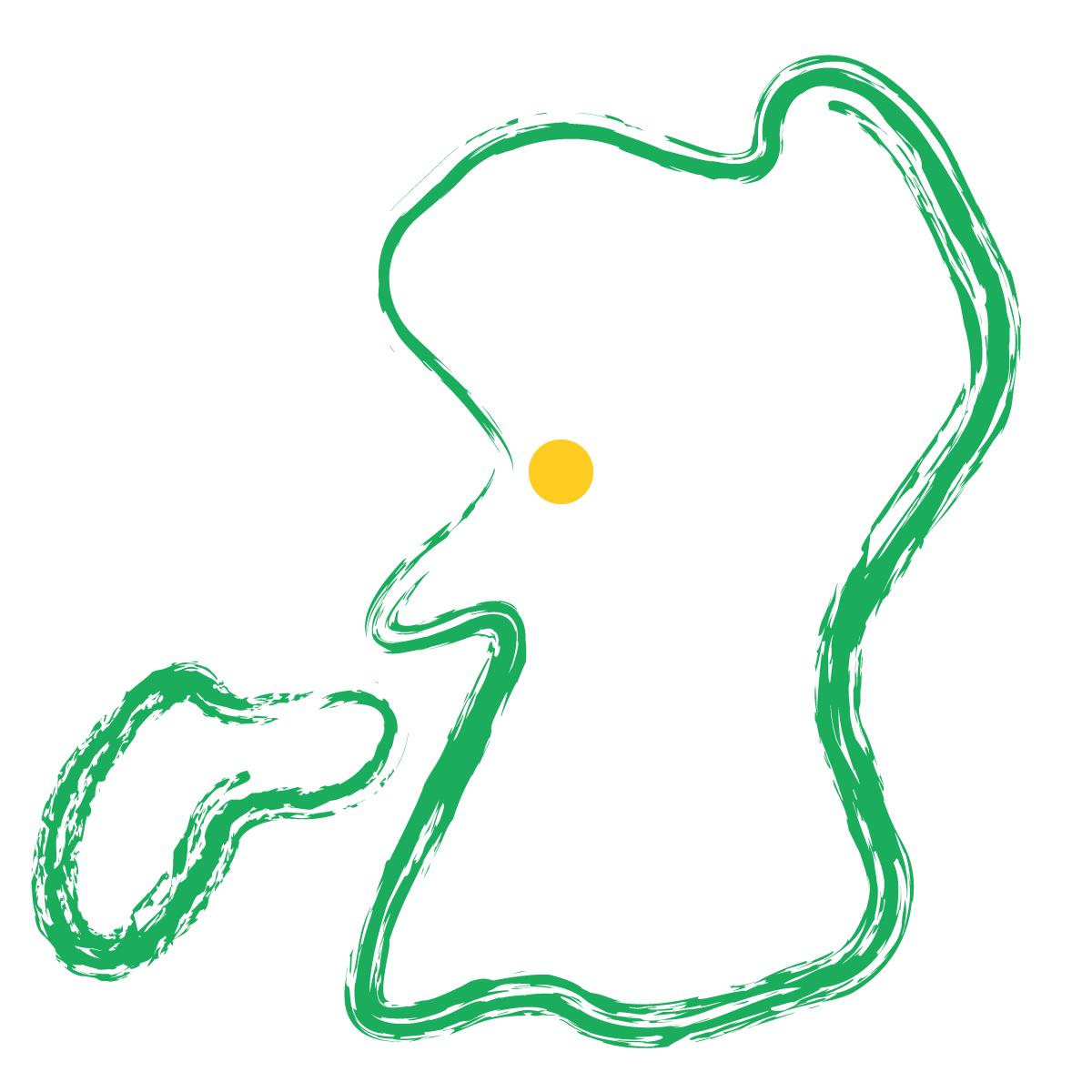 熊本県の無料フリーイラスト|簡易・県庁あり・毛筆(緑)