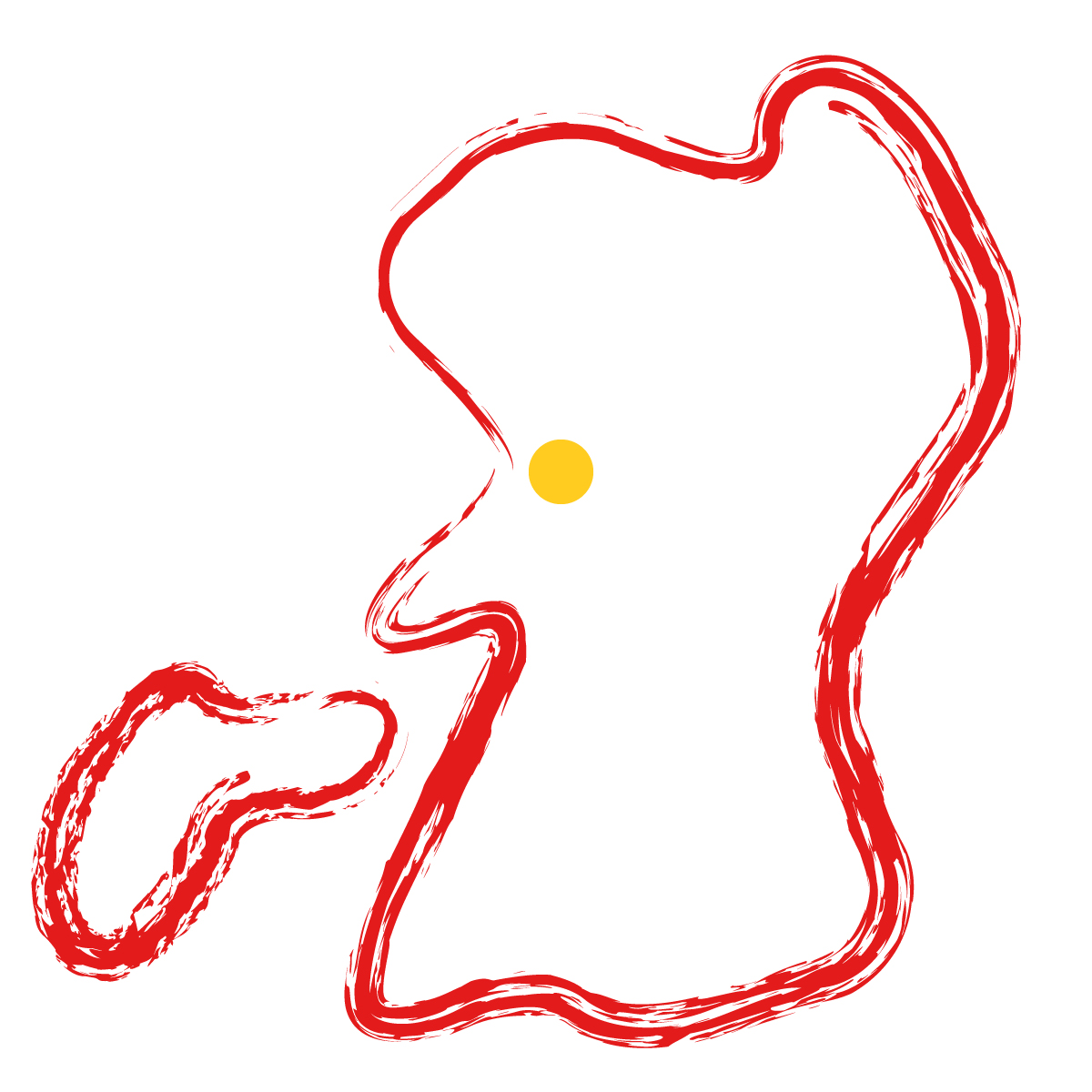 熊本県の無料フリーイラスト｜簡易・県庁あり・毛筆(赤)