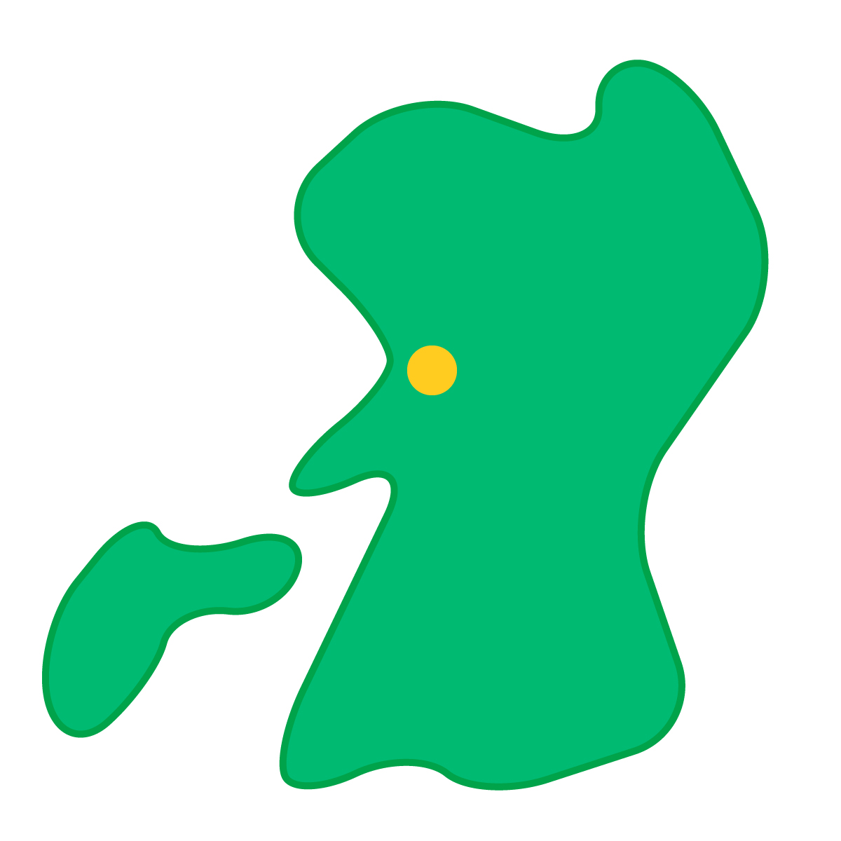 熊本県の無料フリーイラスト|簡易・県庁あり・曲線(緑)